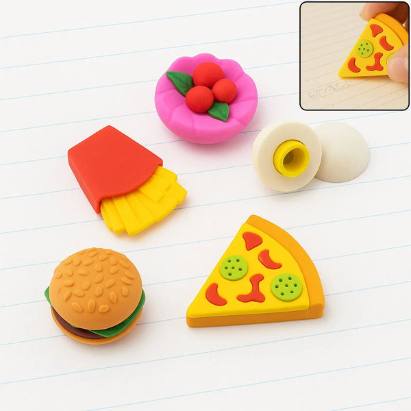 3D Food - Shaped Colorful Eraser Set – Cute Novelty Mini Erasers for Kids (5 Pc Set) - Justgrabit Inc.
