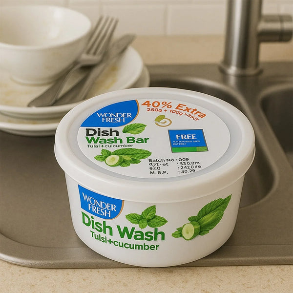 Fresh Mix Flavor Round Dishwash Bar With Super Scrubber Free Complete Dishwashing Solution, Tough Stains Remover (350 Gm) - Justgrabit Inc.