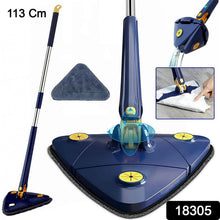 360° Rotatable Mop Triangle Mop with Long Handle (1 Pc / 113 Cm) - justgrabit.in | Just Grab It