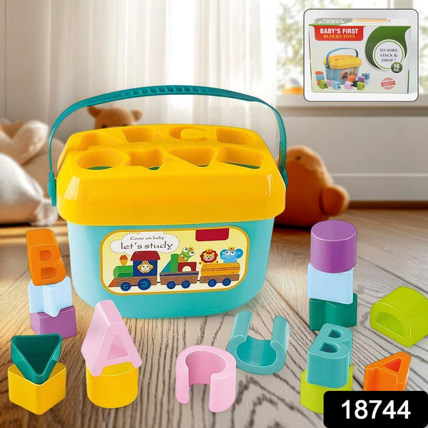 Baby First Block Set Kids Non - Toxic Abcd Geometric Shape Sorting & Stacking (1 Set) - justgrabit.in | Just Grab It