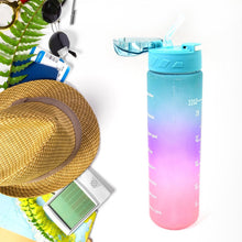 Plastic Colorful Motivational Water Bottle with Straw (900 ML) - justgrabit.in | Just Grab It