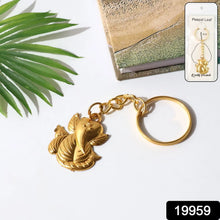 Golden Ganesh Leaf Design Keychain (1 Pc) - justgrabit.in | Just Grab It