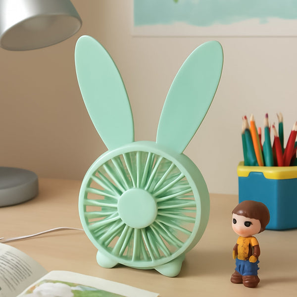 Cute Rabbit USB Desk Fan for Kids & Camping (1 Pc, Plastic, Mist Air) - justgrabit.in | Just Grab It