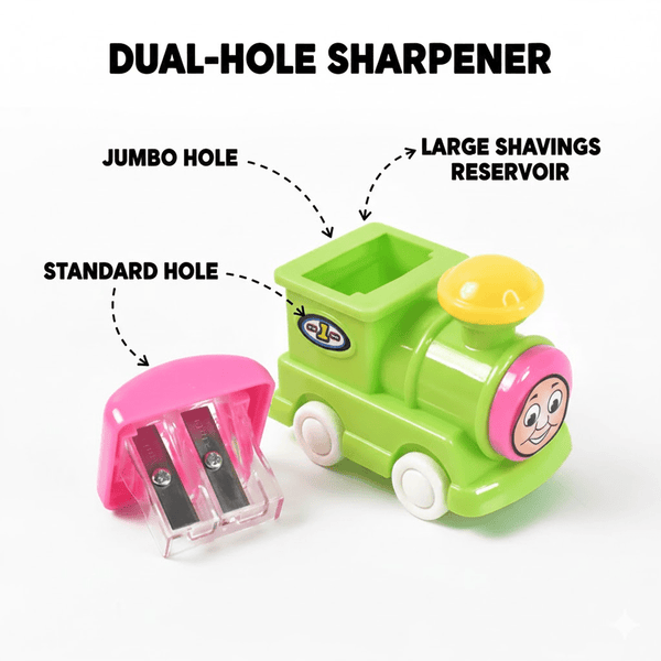 Train Double Hole Pencil Sharpener (1 Pc) - justgrabit.in | Just Grab It