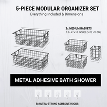 Metal Shower Basket / Canddy, for Bathroom Organiser (5 Pc Combo) - justgrabit.in | Just Grab It