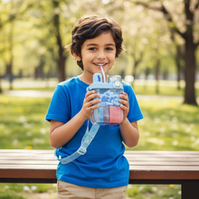 2in1 Dual Compartment Water Bottle with Straw & Adjustable Shoulder Straps (1 Pc/Multi color) - justgrabit.in | Just Grab It