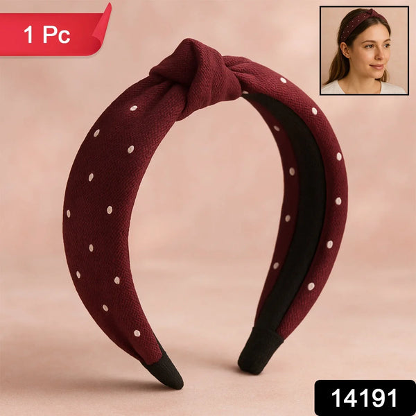 Women's Polka Dot Fabric Knot Hairband – Stylish & Comfortable (1 Pc) - Justgrabit Inc.