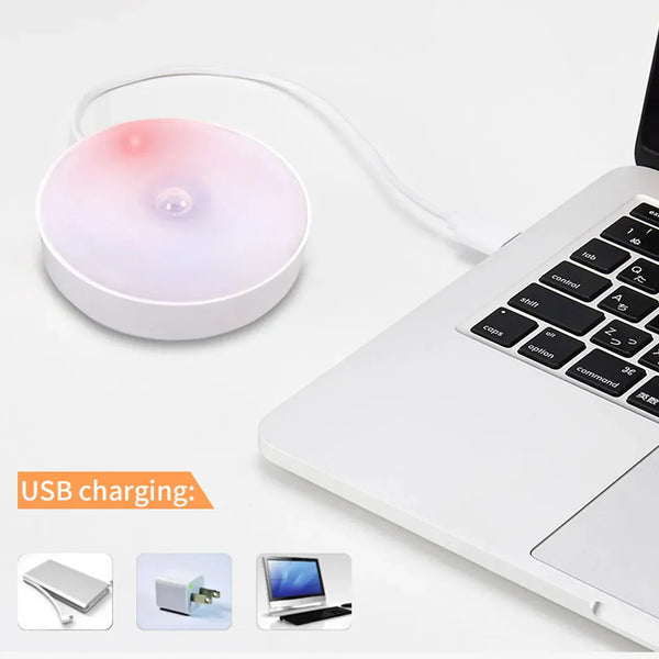 Round Shape 8 LED Motion Sensor Induction Led Light (1 Pc) - Justgrabit Inc.
