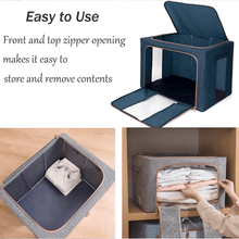 Foldable Steel Frame Clothes Storage Organizer Bag 60x43x32cm (Mix Color) - justgrabit.in | Just Grab It