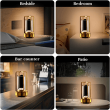 Crystal Lantern Table Lamp Rechargeable Cordless LED Light with 3 Colors 1 Pc - justgrabit.in | Just Grab It