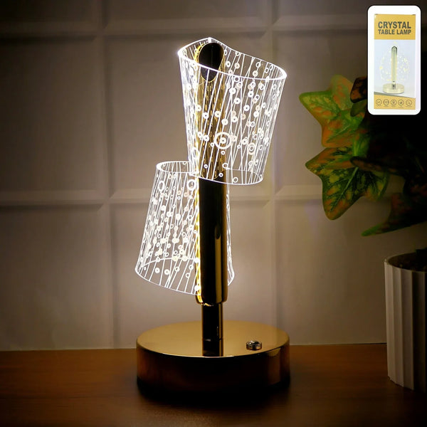 Luxury Crystal LED Double Shade Table Lamp (1 Pc) - justgrabit.in | Just Grab It
