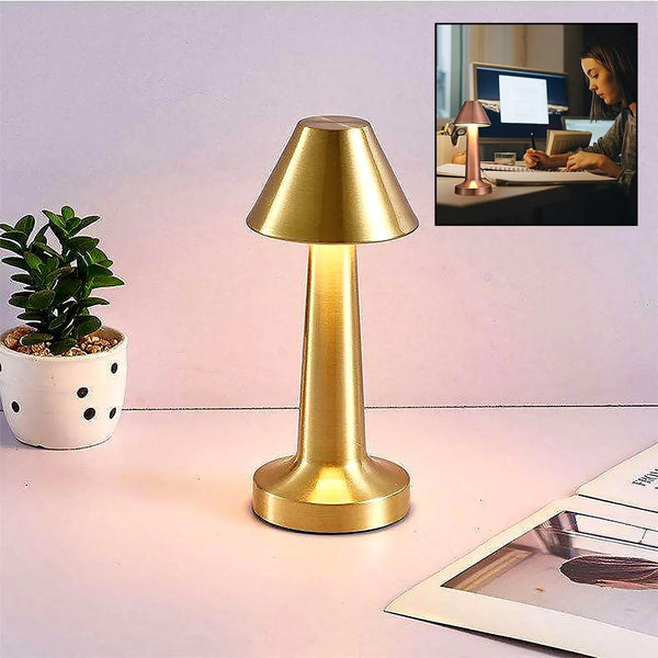 LED Lamp with Touch Control | Decorative Desk Lamp, Portable Metal LED Table Lamp, USB Rechargeable, 3 Color, 3 Levels Brightness, Dimmable Eye Protection Modern Lamp for Home Decor Party Kids Room Bedroom (1 Pc) - justgrabit.in | Just Grab It