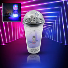 LED Glow Light, Design Printed Insulated Double Wall Plastic Tumbler Cups With Straws 13oz Theming Astronaut in Space Travel Tumbler Freezer Mug Drinking Cups for Boys and Girls School/Tuition/Gym/ Picnic (Pack Of 1) - justgrabit.in | Just Grab It