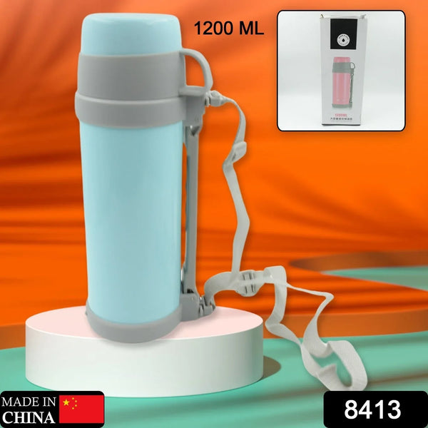 Stainless Steel Vacuum Insulated Thermos - 1200ml Double - Wall Travel Bottle for Hot & Cold Beverages - justgrabit.in | Just Grab It