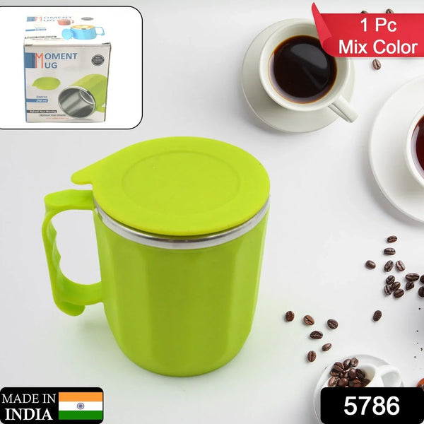 250ML Stainless Steel Mug: Insulated, Leakproof Lid, Hot/Cold Drinks (Mix Color) - justgrabit.in | Just Grab It