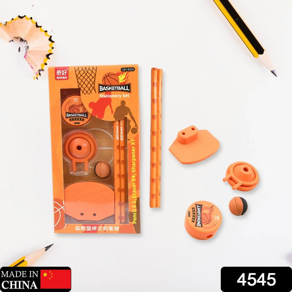 Football & Basketball Stationery Kit – Pencil, Sharpener & Eraser for Kids (Birthday Gift) - justgrabit.in | Just Grab It