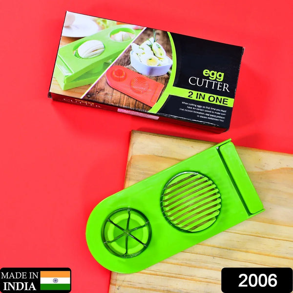 2 in 1 Double Cut Boiled Egg cutter with stainless steel wire for easy slicing of boiled eggs. - Justgrabit Inc.