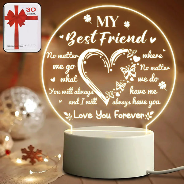 3D Illusion LED Night Lamp with Heart and Best Friend Design - justgrabit.in | Just Grab It