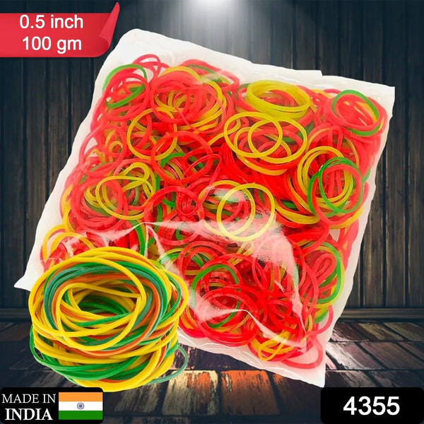Multicolor Rubber Bands (Elastic & Reusable, Office & Home / 0.5 Inch 100GM), Hair accessories - justgrabit.in | Just Grab It