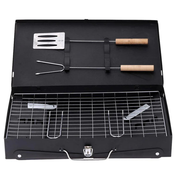 Stainless Steel Briefcase Style Barbecue Grill Toaster (Medium, Black) - justgrabit.in | Just Grab It