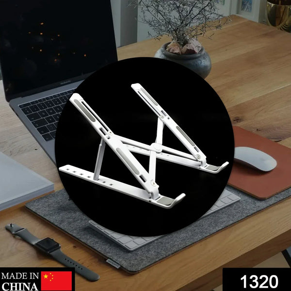Adjustable Ergonomic Foldable Portable, Holder Riser Tablet Stand Plastic (Use In 14 inch Laptop) - justgrabit.in | Just Grab It