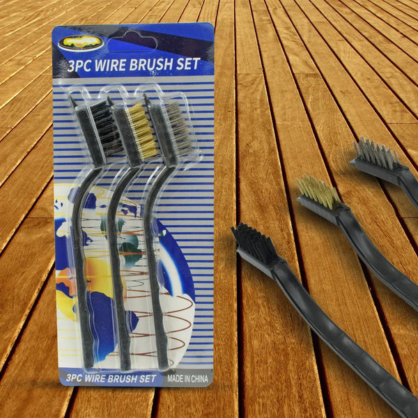 3pcs Mini Wire Brush Set (Steel / Nylon / Brass Brush) - Justgrabit Inc.