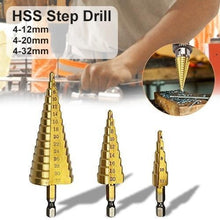 3X Large HSS Steel Step Cone Drill Titanium Bit Set Hole Cutter (4 - 32, 4 - 20, 4 - 12mm) - Justgrabit Inc.