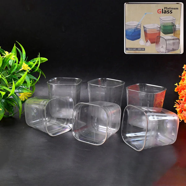 6pc Transparent Diamond Medium Serving Glass Set, Glass Set for Water, Juice etc - Justgrabit Inc.