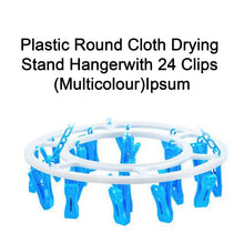 Plastic Round Cloth Drying Stand Hanger with 24 Clips (Multicolour) - Justgrabit Inc.