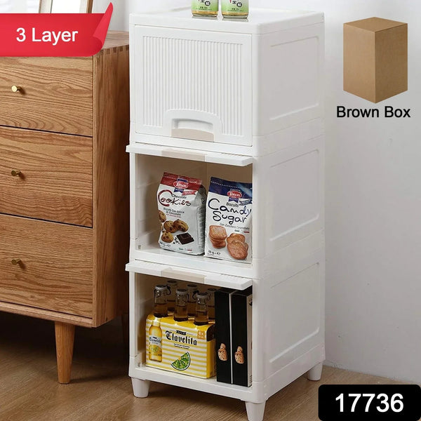 Multipurpose Storage Cabinet, Storage Solutions plastic drawers || Multi Layer Wardrobe Storage Drawers || Foldable Multipurpose Drawer Units For Kitchen, Bathroom, Bedroom, Cloth (3 Layer) - justgrabit.in | Just Grab It