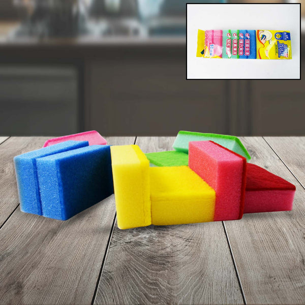 Multi - Purpose Multi Color Scratch Scrub Sponges (10 Pcs Set) - justgrabit.in | Just Grab It