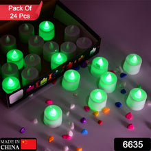 Green Flameless LED Tealights Smokeless Candles for Home Decoration Pack of 24 - justgrabit.in | Just Grab It