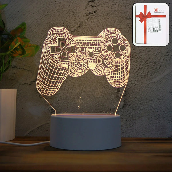 3D Acrylic LED Night Lamp – Game Controller Shape Decorative Light for Gamers (1 Pc) - justgrabit.in | Just Grab It