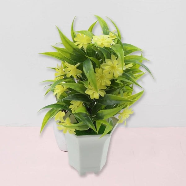 Artificial Flower Plant with Cute Pot – Home & Office Tabletop Decor, Indoor Balcony Plant (1 Pc) - justgrabit.in | Just Grab It