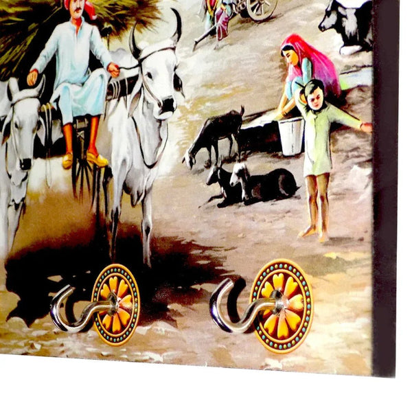 Decorative Wooden Landscape Art with Hooks for Wall Hanging - Justgrabit Inc.