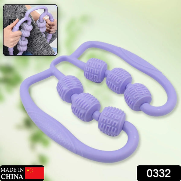 Muscle Massage Roller, 6 Wheels Relieve Soreness Leg Muscle Roller Fitness Roller Muscle Relaxer Massage Roller Ring Clip All Round Massaging Uniform Force Elastic PP Drop Shaped for Home Use (1 Pc) - justgrabit.in | Just Grab It