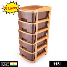 5tier Plastic Modular Drawer System For Multiple Use (Brown colour) - Justgrabit Inc.