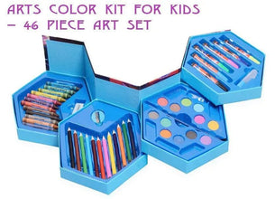 46 Pcs Plastic Art Colour Set with Color , Crayons, Oil Pastel and Sketch Pens - Justgrabit Inc.