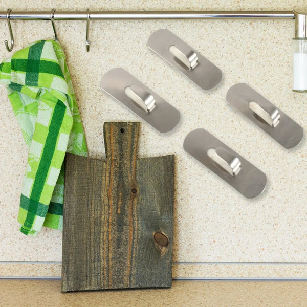 Self - Adhesive Hooks, Heavy Duty Wall Hooks Hangers Stainless Steel Waterproof Sticky Hooks for Hanging Robe Coat Towel Kitchen Bathroom and. - justgrabit.in | Just Grab It