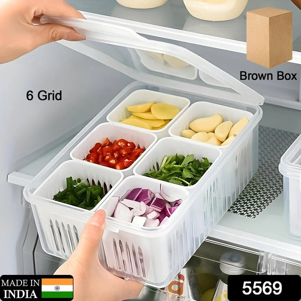 Fridge Storage Boxes Freezer Storage Containers, Container for Kitchen Storage Set, Storage in Kitchen, Vegetable Storage, Draining Crisper Refrigerator Food Box (1 Pc) - justgrabit.in | Just Grab It