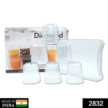 6pc Glasses Set With tray Stylish Transparent Water Glass / Juice Glass / Beer Glass / Wine Glass Plastic Glass Set - Justgrabit Inc.