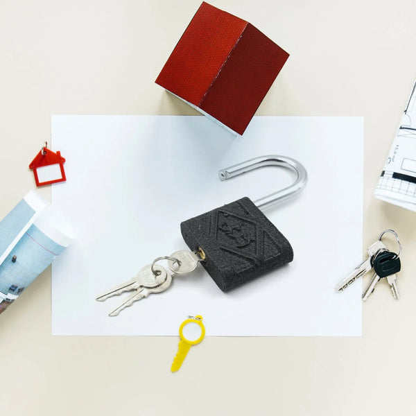 Black Iron Padlock – Brass Core, Waterproof & Anti - Theft for Home & Outdoor (75 mm) - justgrabit.in | Just Grab It