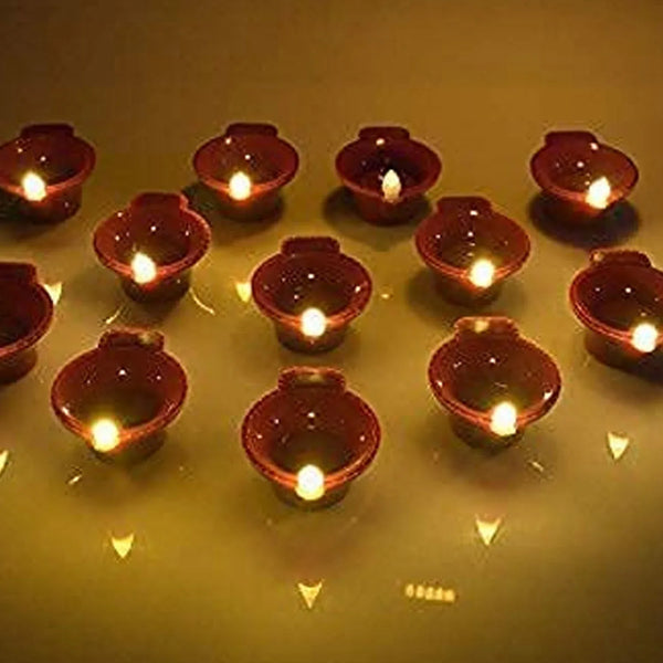 Water Sensor Diyas for Diwali Decoration | Diyas for Home Decoration| Diwali Decoration Items for Home Decor Diyas | Diwali LED Diyas Candle with Water Sensing Technology E - Diya, Diwali (12 Pc Set) - justgrabit.in | Just Grab It