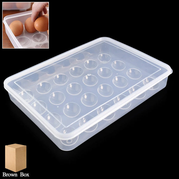Plastic Egg 24 Grid Storage Container Holder for Refrigerator Egg Tray Holds 24 Eggs (1 Pc) - Justgrabit Inc.