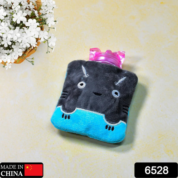 Grey Cat Print Small Hot Water Bag with Cover for Pain Relief - Justgrabit Inc.