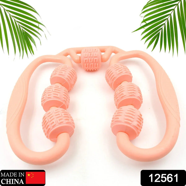 Muscle Massage Roller, 7 Wheels Relieve Soreness Leg Muscle Roller Fitness Roller Muscle Relaxer Massage Roller Ring Clip All Round Massaging Uniform Force Elastic PP Drop Shaped for Home Use (1 Pc) - Justgrabit Inc.