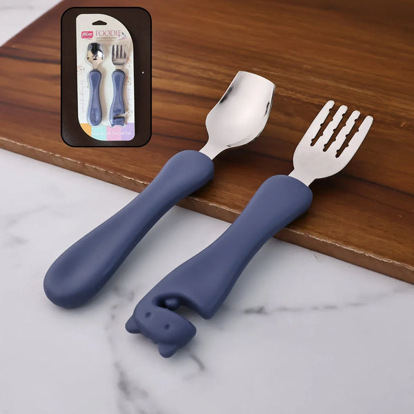 Supermom Foodie Stainless Steel Spoon & Fork (2 Pc Set) - Justgrabit Inc.
