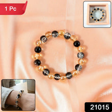Elegant Dual - Tone Crystal Beaded Stretch Bracelet (1 Pc) - justgrabit.in | Just Grab It