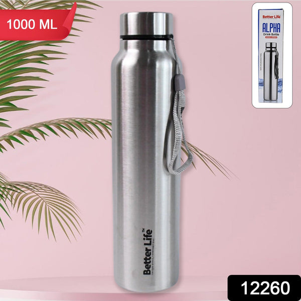 Stainless Steel Single Wall Drink Water Bottle (1000 ML) - justgrabit.in | Just Grab It