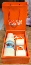 White Vacuum Flask Set – Stainless Steel Thermos with 3 Cups, Approx 500ml - Justgrabit Inc.